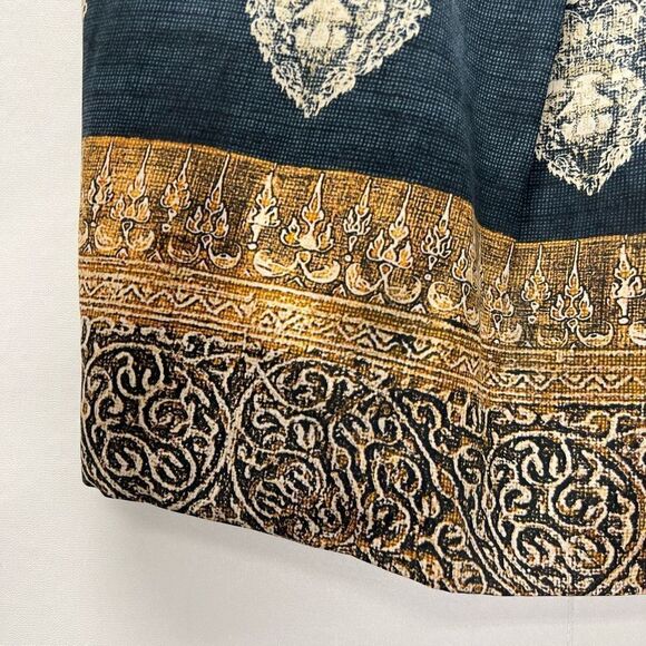 Pauw Amsterdam Pleated Blue Copper Abstract Pencil Midi Women’s 2 Silk Zipper - Picture 2 of 8